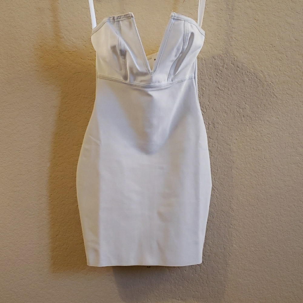 White strapless bandage dress
